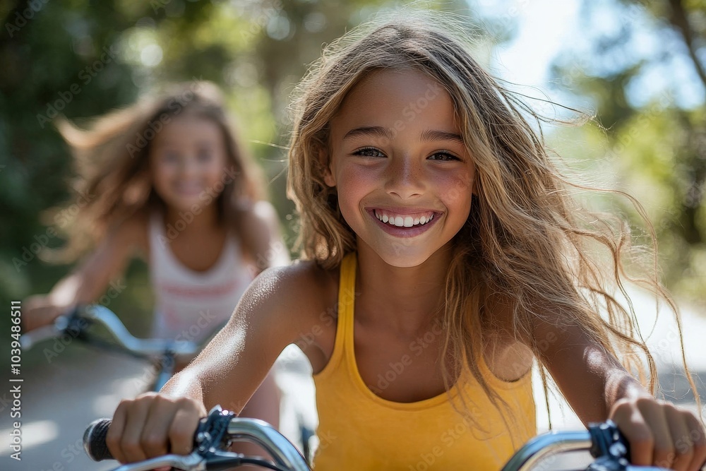 Best friends having fun outdoors, Generative AI
