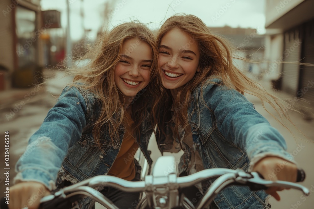 Best friends having fun outdoors, Generative AI
