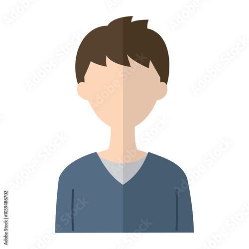 若い男性の人物アイコンのイラスト　シルエット　顔なしフラットデザイン