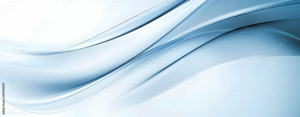 Fototapeta premium Smooth Blue Waves on White Background