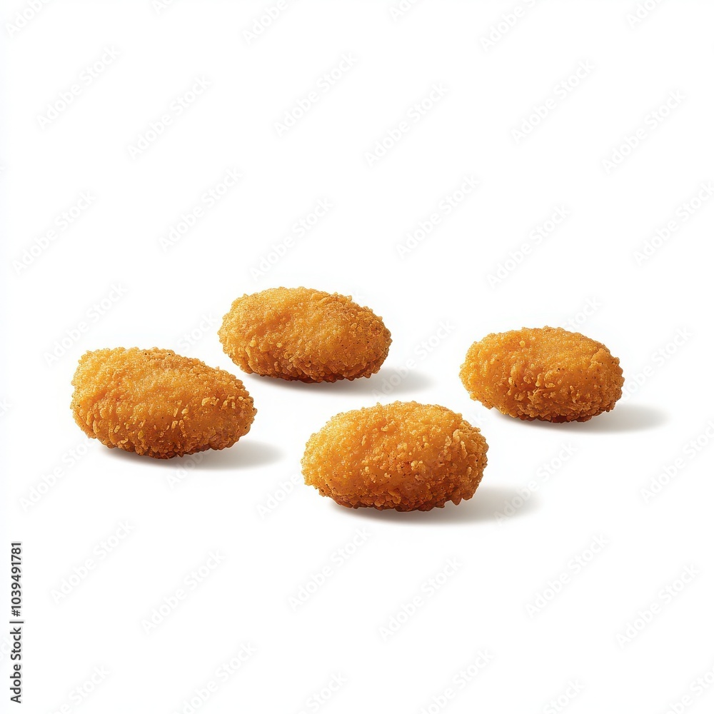 Crispy Extra Large Nuggets on White Background Crispy Extra Large Nuggets on White Background