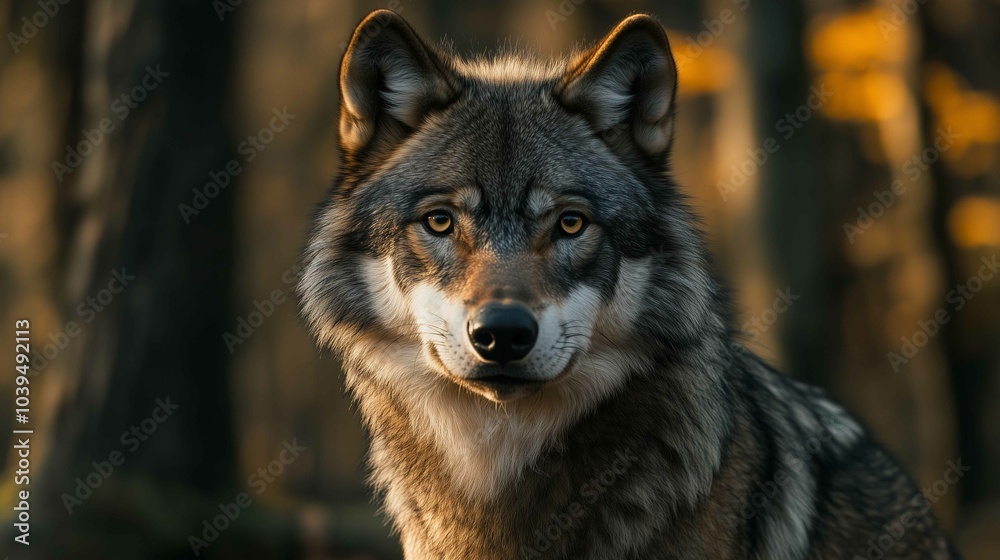 Portrait of grey wolf in the forest
Portrait of grey wolf in the forest