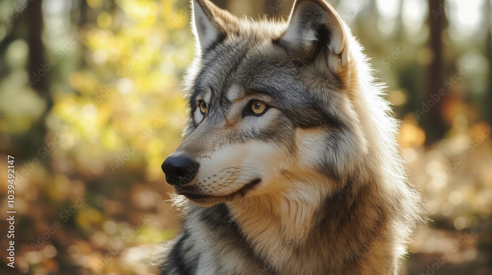 Portrait of grey wolf in the forest
Portrait of grey wolf in the forest