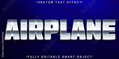 Blue Airplane Vector Fully Editable Smart Object Text Effect