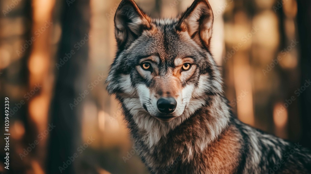 Portrait of grey wolf in the forest
Portrait of grey wolf in the forest