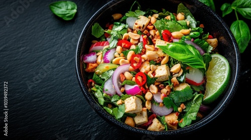 Fresh Tofu Larb Salad with Red Onions and Herbs