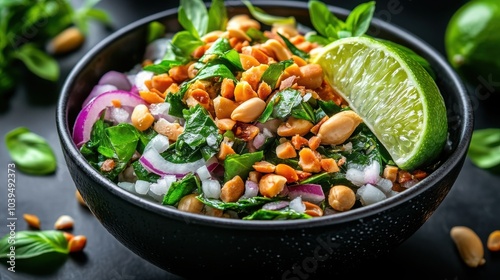 Vibrant Tofu Larb Salad with Fresh Herbs and Lime photo