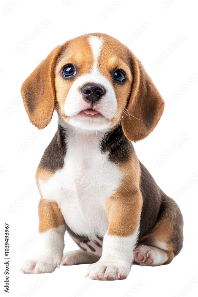 A baby Beagle, isolate on white background, with soft fur and an innocent gaze, exuding cuteness. cutout png A baby Beagle, isolate on white background, with soft fur and an innocent gaze, exuding cuteness. cutout png
