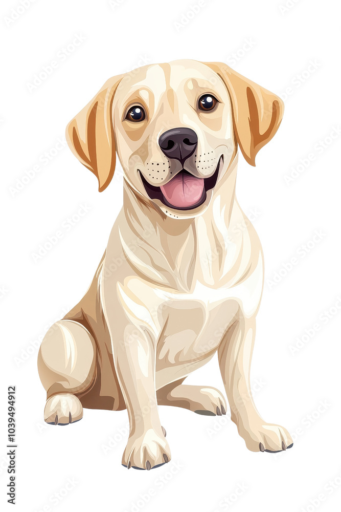 A flat style illustrated Labrador Retriever, isolate on white background, showcasing its playful spirit and energy. cutout png A flat style illustrated Labrador Retriever, isolate on white background, showcasing its playful spirit and energy. cutout png