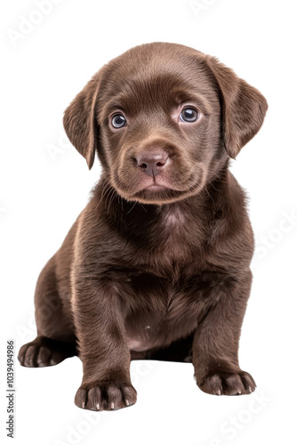 A baby Labrador Retriever, isolate on white background, exuding cuteness with its big eyes and soft coat. cutout png