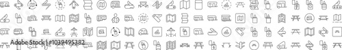 Collection of Outline Signs of Umbrella, Sunscreen, Surfboard, Lifeline Drawn with Thin Line for apps, web sites, banners, infographics and other types of design