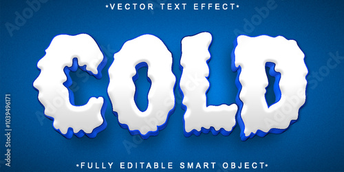 Cartoon Winter Cold Vector Fully Editable Smart Object Text Effect