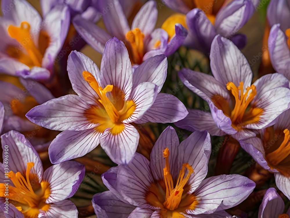 Fototapeta premium Saffron flower photographed in the garden in the house during the day with good lighting. beautiful purple flowers