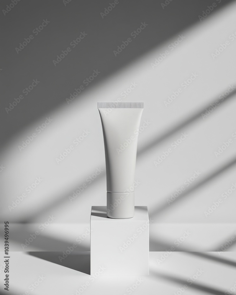 Sleek Grey Matte Moisturizer Tube on Minimalist Background Sleek Grey Matte Moisturizer Tube on Minimalist Background
