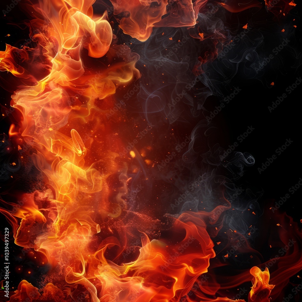 frame of fire on dark background. frame of fire on dark background.