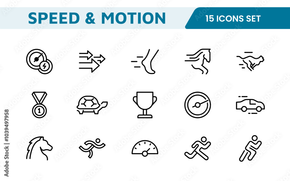 Running & Speed Icon Set. Dynamic icons capturing the essence of motion, sprinting, and velocity for fitness apps, sports branding, and training materials. Running & Speed Icon Set. Dynamic icons capturing the essence of motion, sprinting, and velocity for fitness apps, sports branding, and training materials.