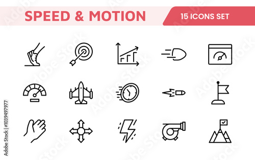 Running & Speed Icon Set. Dynamic icons capturing the essence of motion, sprinting, and velocity for fitness apps, sports branding, and training materials.