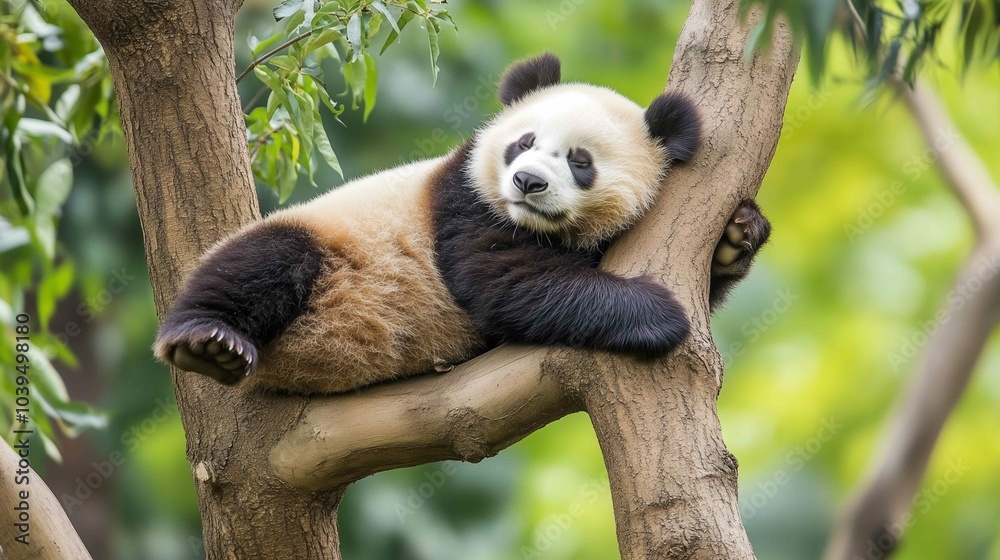 Lazy Panda Bear Sleeping on a Tree Branch
Lazy Panda Bear Sleeping on a Tree Branch