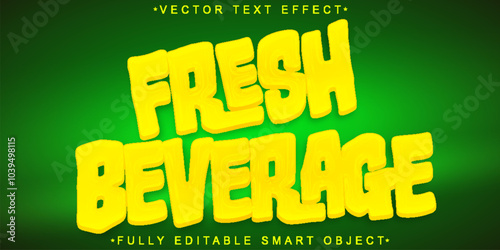 Green Natural Fresh Beverage Vector Fully Editable Smart Object Text Effect
