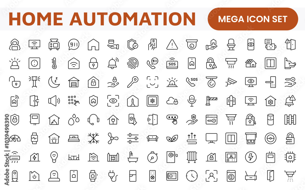 Home Automation Icon Set. Smart and intuitive icons for controlling lights, security, and devices, perfect for smart home apps, IoT interfaces, and tech-savvy branding. Home Automation Icon Set. Smart and intuitive icons for controlling lights, security, and devices, perfect for smart home apps, IoT interfaces, and tech-savvy branding.