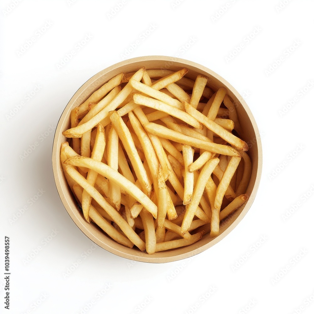 Freshly Cooked Fries in a Round Paper Box
