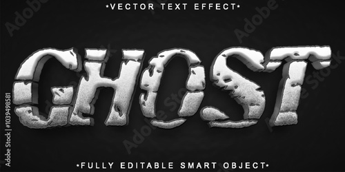 Horror Dark Silver Ghost Vector Fully Editable Smart Object Text Effect