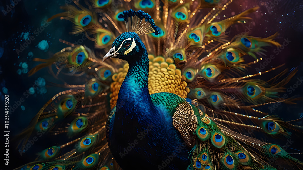 Obraz premium peacock in front of a background, ai generated