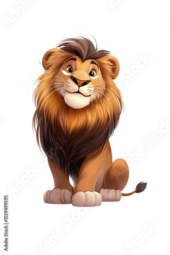 Flat style illustration of a lion, isolate on white background, featuring bold colors and minimalistic design. cutout png photo