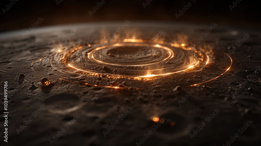 Fototapeta premium mesmerizing swirling vortex of glowing energy on distant celestial body, showcasing intricate textures and dramatic interplay of light and shadow