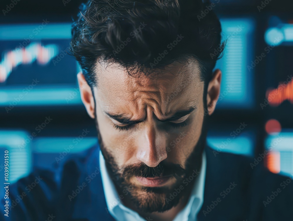 Stressed stock traders coping with economic downturn, struggling to adapt to market volatility and uncertainty. Stressed stock traders coping with economic downturn, struggling to adapt to market volatility and uncertainty.