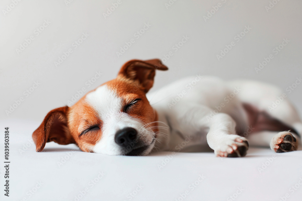 a little dog on a white background lying down paws forward a little dog on a white background lying down paws forward