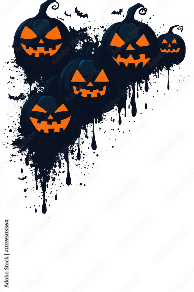 Row of Halloween Jack-o'-Lanterns Template Row of Halloween Jack-o'-Lanterns Template