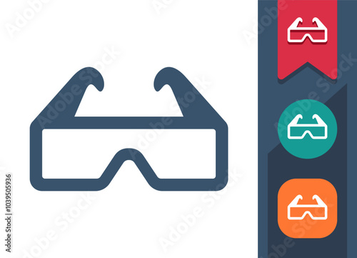 Safety Goggles, 3D Glasses Icon