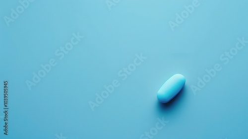 Blue medicine pill tablet float on blue background - a captivating and serene sight