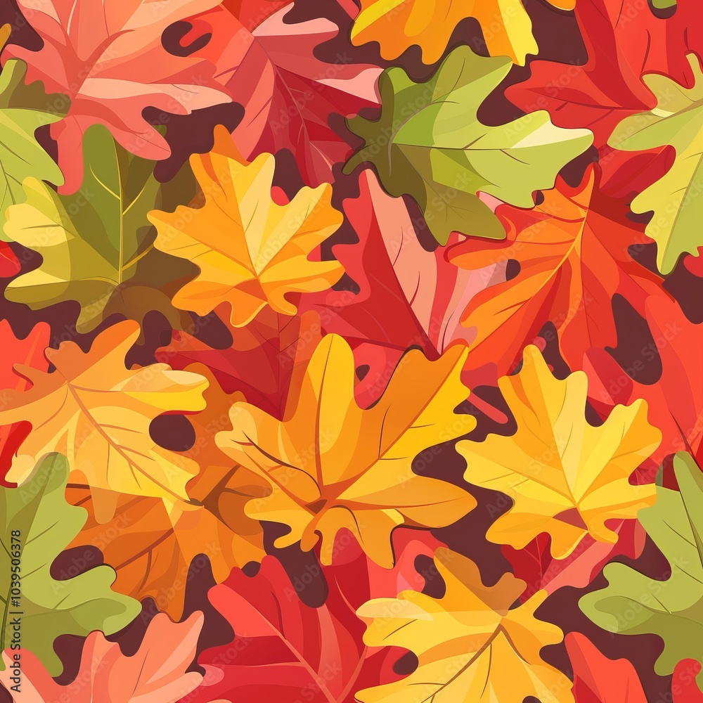 autumn leaves background flat illustration.