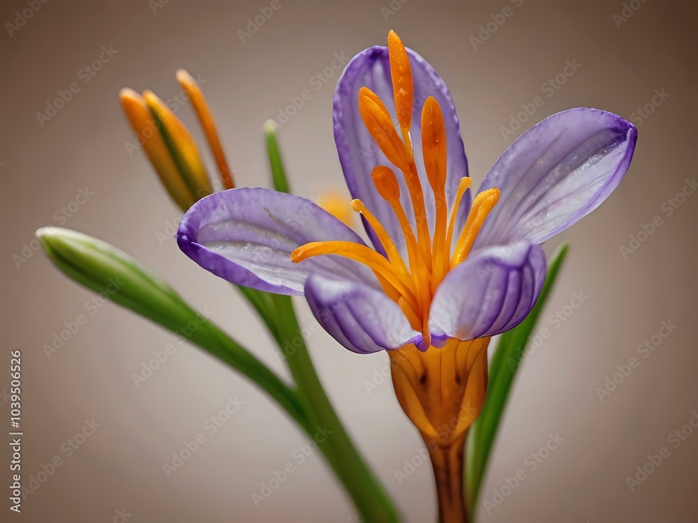 Naklejka premium Saffron flower photographed in the garden in the house during the day with good lighting. beautiful purple flowers