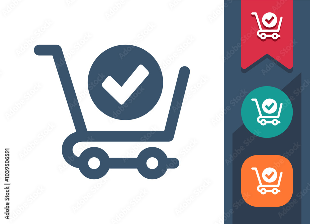 Shopping Cart With Button, E-Commerce Icon Shopping Cart With Button, E-Commerce Icon