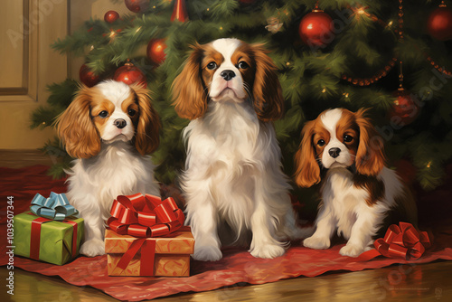 Cavalier King Charles Spaniel Christmas card 