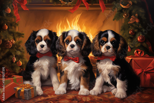 Cavalier King Charles Spaniel Christmas card
