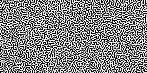 Organic seamless patterns with rounded lines Diffusion reaction background. Monochrome background of natural organic forms motion. Overlay template abstract Turing organic wallpaper background.