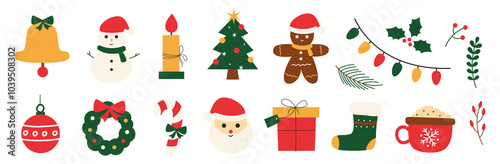 Christmas set of elements. Christmas icons. 
