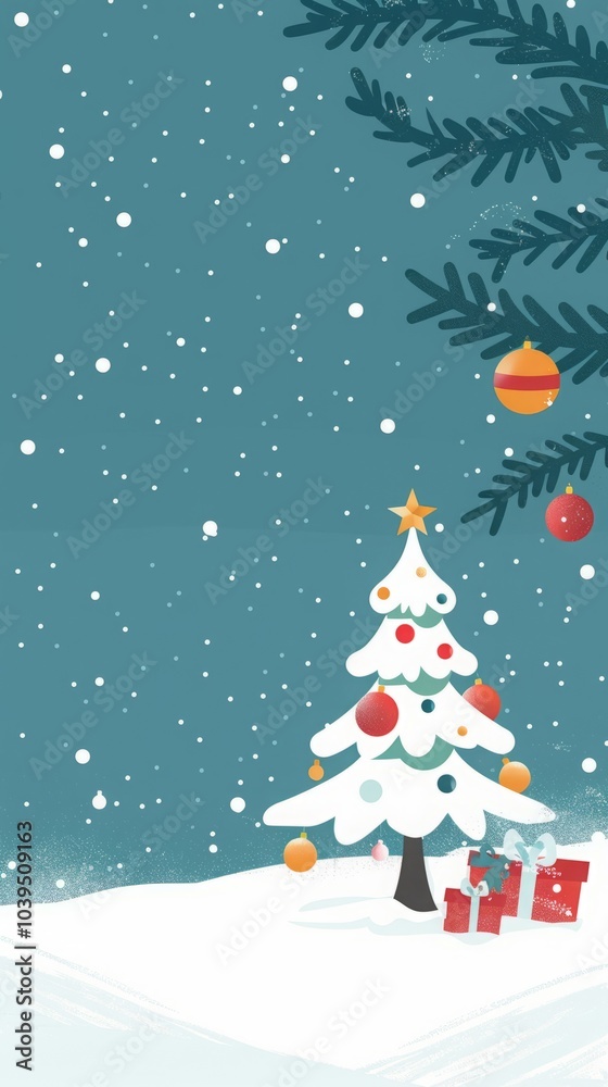 Christmas background with tree and snow illustration. Christmas background with tree and snow illustration.