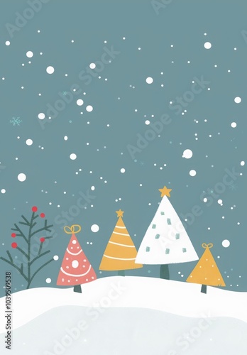 Christmas background with tree and snow illustration.