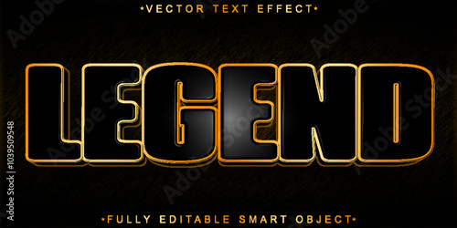 Shiny Dark Golden Legend Vector Fully Editable Smart Object Text Effect