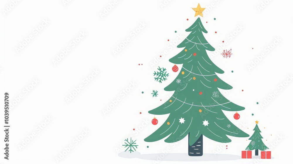 Christmas tree on white background illustration.