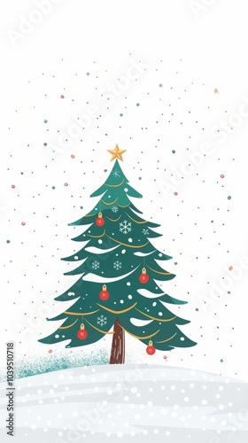 Christmas tree on white background illustration.