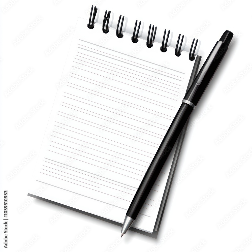 A blank notepad and pen, ready for writing notes or ideas. A blank notepad and pen, ready for writing notes or ideas.