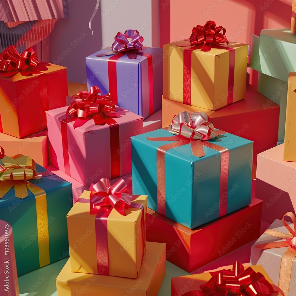 Brightly Wrapped Gift Boxes with Singles Day Banners Brightly Wrapped Gift Boxes with Singles Day Banners