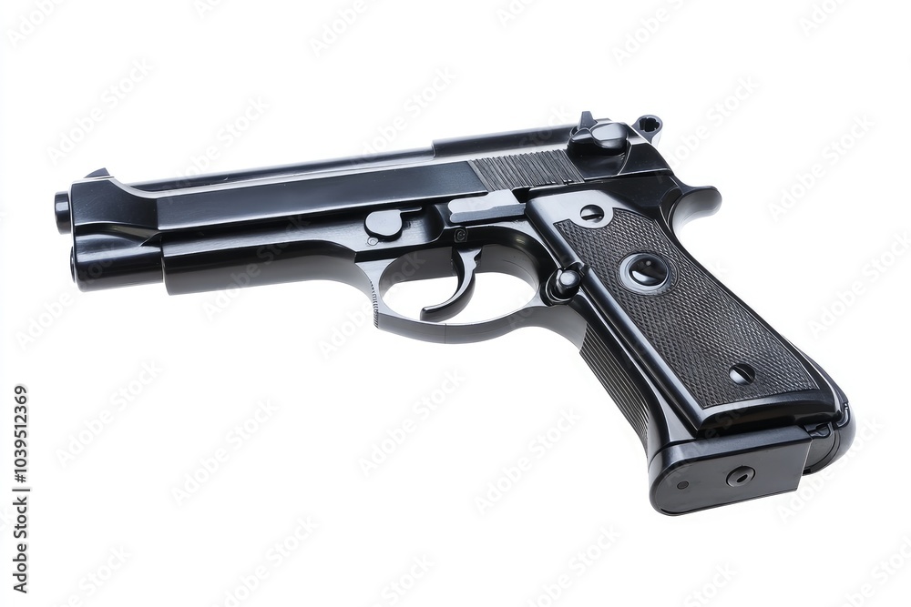 Black Semi-Automatic Pistol with Safety and Magazine Release Black Semi-Automatic Pistol with Safety and Magazine Release