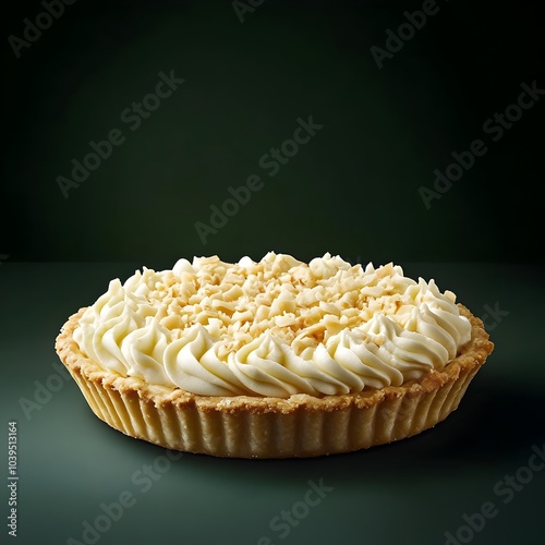 Exquisite White Chocolate Pie with Minimal Studio Backdrop in Vogue Inspired Style photo